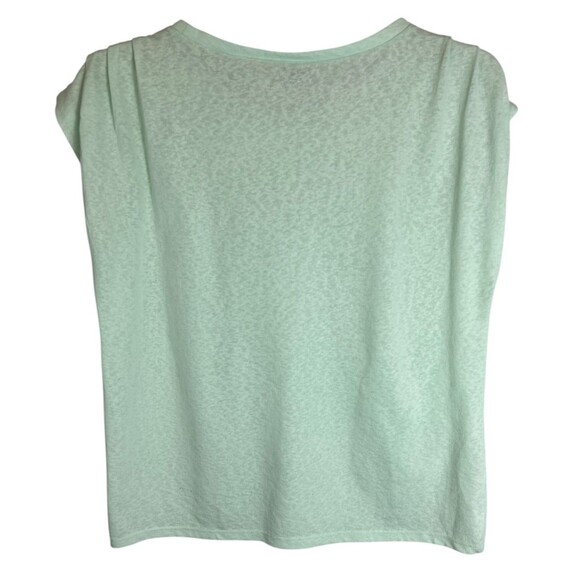 Ann Taylor Factory Pleated Shoulder Tee Linen Knit Top  Size L   Mint Green - Picture 2 of 4